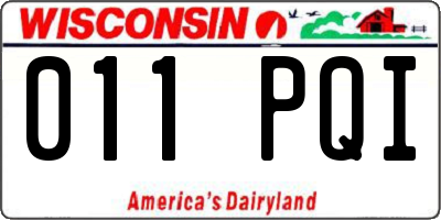 WI license plate 011PQI