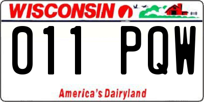 WI license plate 011PQW