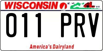 WI license plate 011PRV