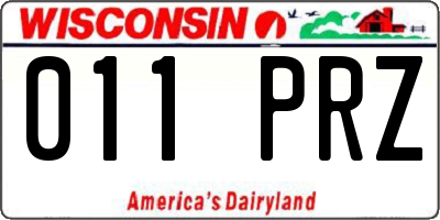 WI license plate 011PRZ