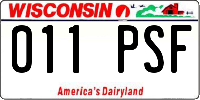 WI license plate 011PSF