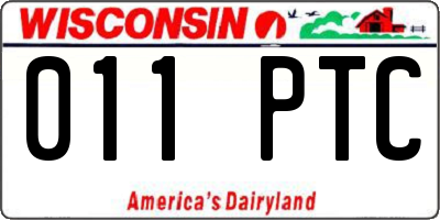 WI license plate 011PTC