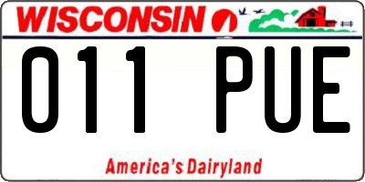 WI license plate 011PUE
