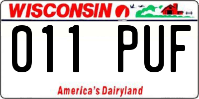 WI license plate 011PUF