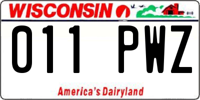 WI license plate 011PWZ
