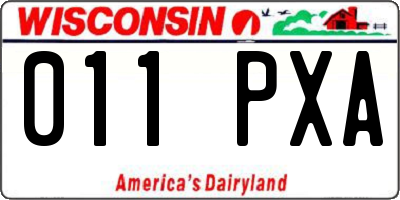 WI license plate 011PXA