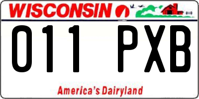 WI license plate 011PXB