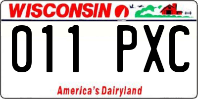 WI license plate 011PXC