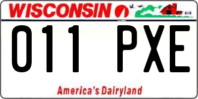 WI license plate 011PXE