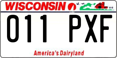 WI license plate 011PXF