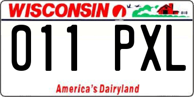 WI license plate 011PXL