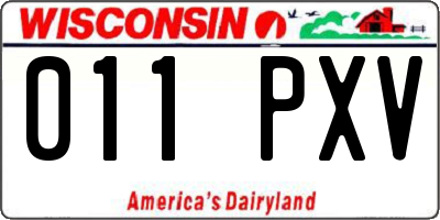 WI license plate 011PXV