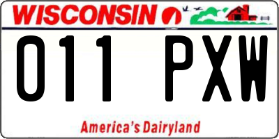 WI license plate 011PXW