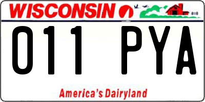 WI license plate 011PYA