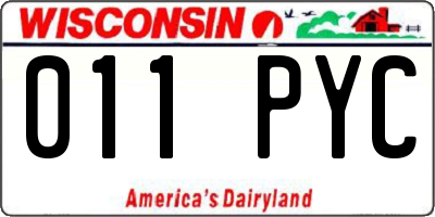 WI license plate 011PYC