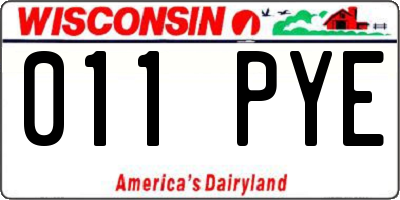 WI license plate 011PYE