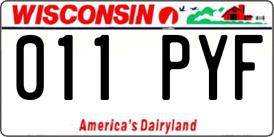 WI license plate 011PYF