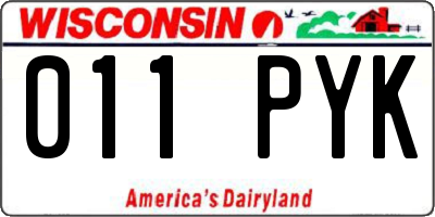 WI license plate 011PYK