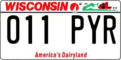 WI license plate 011PYR