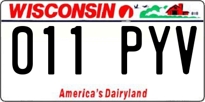 WI license plate 011PYV