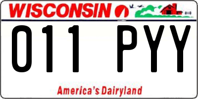 WI license plate 011PYY