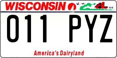 WI license plate 011PYZ