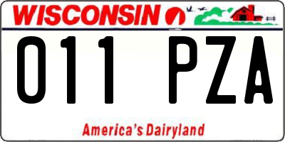 WI license plate 011PZA