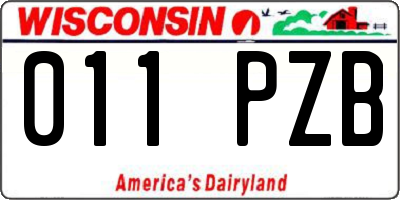 WI license plate 011PZB