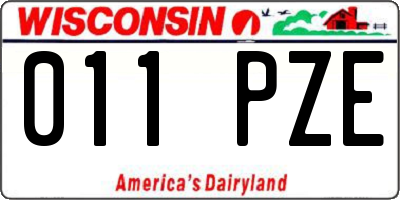 WI license plate 011PZE