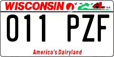 WI license plate 011PZF