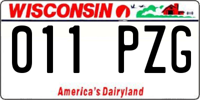 WI license plate 011PZG