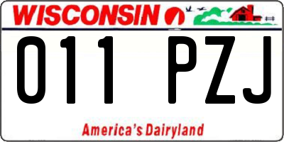 WI license plate 011PZJ