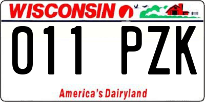 WI license plate 011PZK