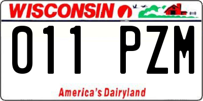 WI license plate 011PZM