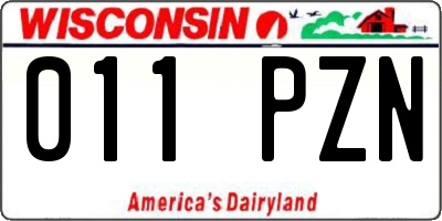 WI license plate 011PZN