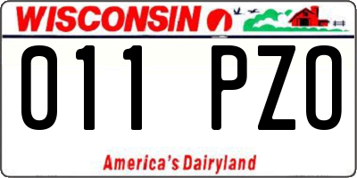 WI license plate 011PZO