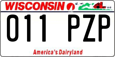 WI license plate 011PZP