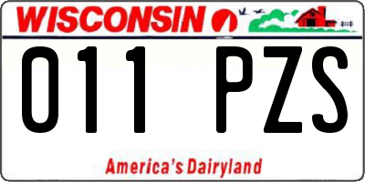 WI license plate 011PZS