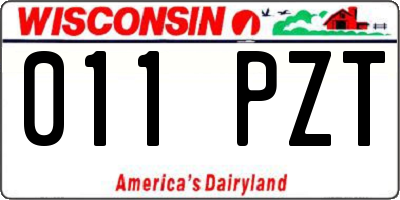 WI license plate 011PZT