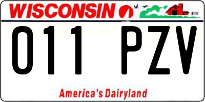 WI license plate 011PZV
