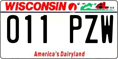 WI license plate 011PZW