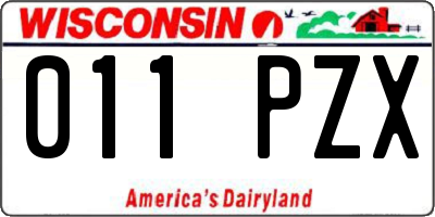 WI license plate 011PZX
