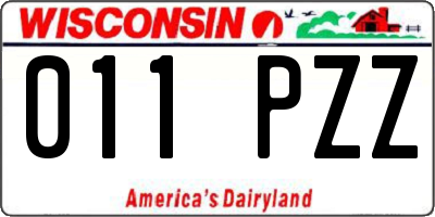 WI license plate 011PZZ