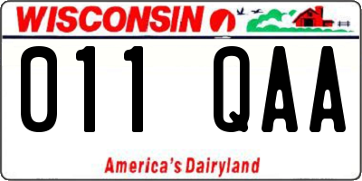 WI license plate 011QAA