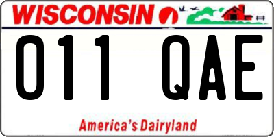 WI license plate 011QAE