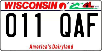 WI license plate 011QAF