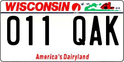 WI license plate 011QAK