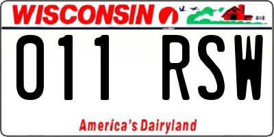 WI license plate 011RSW