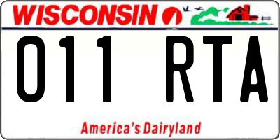 WI license plate 011RTA