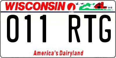WI license plate 011RTG